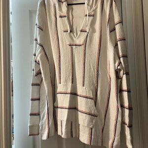 Naturals women's pull over with hood 2X white w/strips